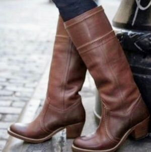 Frye Jane 14L Stitch Cognac Heeled Boots – Vintage Classic Sz 8